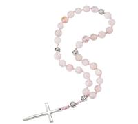 SUPERFINDINGS Prayer Beads Rose Quartz Prayer Rosary Pink Natural Stone Rosary Beads with Cross 8mm Bead Anglican Rosaries for Catholic Christian Confirmation Gifts, Length:22.8cm