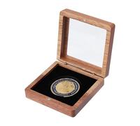 SUPERFINDINGS Single Coin Storage Case Wood Challenge Coin Dispaly Case Coins Presentation Box with Black Velvet 5cm Slot Coins Holder with Clear Top Window for Collection