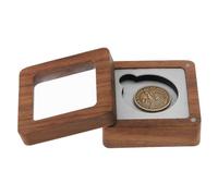 SUPERFINDINGS Single Coins Storage Case Wood Challenge Coin Dispaly Case Coins Presentation Box with Beige Velvet 40mm Slot Coins Holder with Acrylic Clear Window for Collection