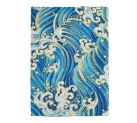 SUPERFINDINGS Suitable for fabric book cover, A5 book protector in blue wave Japanese style, book cover for scrapbook reader, 15 x 21.8 cm