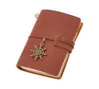 SUPERFINDINGS Travelers Notebook Handcrafted Rectangle Cowhide Journal 5.31×4.13in Travel Diary with Paper Inside and Alloy Helm Charm Perfect for Writing Gifts Travelers,Saddles Brown