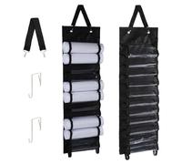SUPERFINDINGS Vinyl Roll Holder with 12 Compartments Vinyl Storage Rack Wall Mount/Over The Door Cloth & PVC Hanging Vinyl Organizer with 2Pcs Hooks and 1Pc Hanging Strap Daily Schedule Pocket Chart