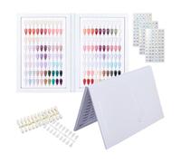 SUPERFINDINGS White Nail Color Display Book Chart with 240Pcs Practice Tips and 3 Sheets Number Labels UV Gel Polish Color Card Board Nail Art Showing Board Nails Polish Sample Book, No Glue Required