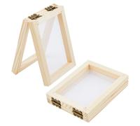 SUPERFINDINGS Wood Paper Making Frame 13x10x2.3cm Papermaking Mould Frame with Silk Screen Metal Hinge Log Color Paper Making Screen Kit for DIY Paper Craft Handmade