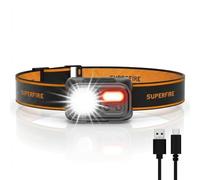 SuperFire Head Torch Reachargeable, 2000 LM, Super Bright Headlamp with 6 Light Modes (Red Modes),Ultra-Light for Adults & Kids, Waterproof for Running, Camping,Hiking etc. [Energy Class A++]