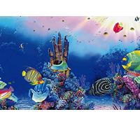(Design F - Water/Fish, Size 2 - 60 x 49cm) SuperFish Deco Poster Aquarium Background