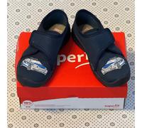 Superfit Benny Fabric Upper Flat Low Top Slippers UK 10 EU 28 Navy Embroidered