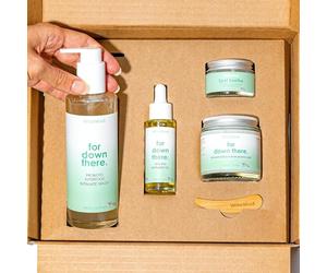 Superfood Intimate Care Kit Luxury Gift | Healing Intimate Oil, Probiotic Intimate Wash, Body Scrub & Spot Soothe Gel | Bikini Line Shaving Routine For Ingrown Hairs, Razor Bumps, Irritation & Dryness