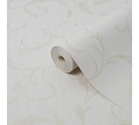 Superfresco Athena White Gold Effect Swirl Smooth Wallpaper