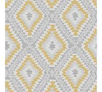 Superfresco Aztec Geo Grey Ochre Wallpaper | Paste The Paper | Grey Geometric | Eco-Friendly