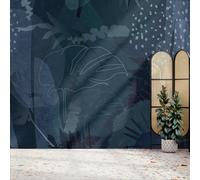 Superfresco Easy Abstract Leaf Navy Print To Order Fixed Size Mural | Wallpaper Roll