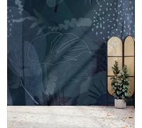 Superfresco Easy Abstract Leaf Navy Print To Order Fixed Size Mural Superfresco Easy Navy