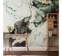Superfresco Easy Agate Marble Teal & Gold Print To Order 3m x 2.8m Mural | Wallpaper Roll