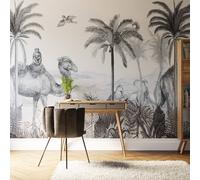 Superfresco Easy Animal Kingdom Mono Print To Order Fixed Size Mural in White Superfresco Easy White