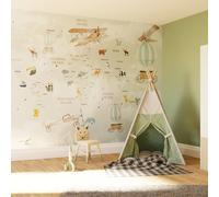 Superfresco Easy Around the World Sage Print To Order 3m x 2.8m Mural in Green Superfresco Easy Green