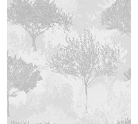 Superfresco Easy Birch Forest Silver Wallpaper | Tree Design | Silver Colour | Paste The Wall Application
