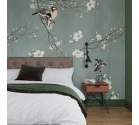 Superfresco Easy Birds & Blossom Dark Duck Egg Print To Order Fixed Size Mural