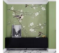 Superfresco Easy Birds & Blossom Green Print To Order Fixed Size Mural | Wallpaper Roll
