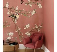 Superfresco Easy Birds & Blossom Pink Print To Order 3m x 2.8m Mural | Wallpaper Roll