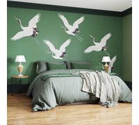 Superfresco Easy Cranes In Flight Emerald Print To Order 3M X 2.8M Mural In Green Green
