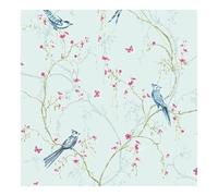 Superfresco Easy Duck Egg Tree Silhouette Butterfly Wallpaper | Paste the Wall | Blue Nature