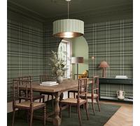 Superfresco Easy Eildon Weave Forest Wallpaper | Paste The Wall | Green Check | Eco-Friendly