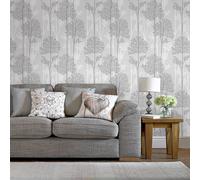 Superfresco Easy Eternal Tree Print Wallpaper In Grey Grey
