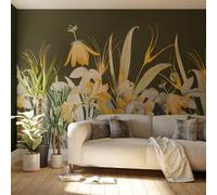 Superfresco Easy Flora Green Ochre Print To Order 3m x 2.8m Mural | Wallpaper Roll