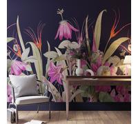 Superfresco Easy Flora Navy Fuchsia Print To Order Fixed Size Mural | Wallpaper Roll
