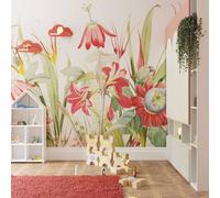 Superfresco Easy Flora Red Print To Order 3m x 2.8m Mural | Wallpaper Roll