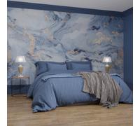 Superfresco Easy Gilded Stone Navy Gold Print To Order 3m x 2.8m Mural | Wallpaper Roll