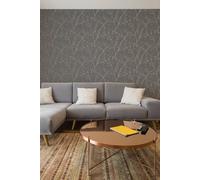 Superfresco Easy Innocence Branch Grey & Silver Metallic Wallpaper In Charcoal Charcoal