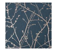 Superfresco Easy Innocence Branch Grey & Silver Metallic Wallpaper In Navy Navy