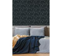 Superfresco Easy Innocence Branch Navy & Copper Metallic Wallpaper- Paste The Wall - Navy & Copper Metallic - Traditional Tree Design