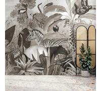 Superfresco Easy Jungle Animals Black & White Print To Order Fixed Size Mural Superfresco Easy Black