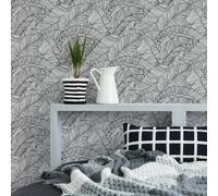 Superfresco Easy Kaya Mono Tropical Leaf Wallpaper In Black Black