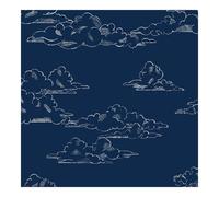 Superfresco Easy Navy Vintage Clouds Wallpaper - Paste the wall - Navy & White Wallpaper - Traditional Vintage Cloud Design - Feature or 4 wall Design - Cover for Small Cracks and Imperfections