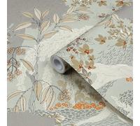 Superfresco Easy Oriental Oasis Sage Metallic Effect Smooth Wallpaper