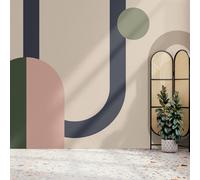 Superfresco Easy Oval Geo Pop Green/pink Print To Order 3M X 2.8M Mural In Beige Beige