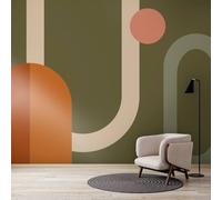 Superfresco Easy Oval Geo Pop Khaki Print To Order 3m x 2.8m Mural | Wallpaper Roll