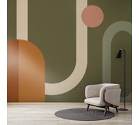 Superfresco Easy Oval Geo Pop Khaki Print To Order 3m x 2.8m Mural | Wallpaper Roll