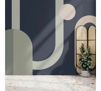 Superfresco Easy Oval Geo PopBlue Print To Order Fixed Size Mural in Blue Superfresco Easy Blue