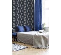 Superfresco Easy Prestige Navy Metallic Effect Geometric Smooth Wallpaper