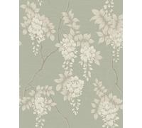 Superfresco Easy Sage Wisteria Floral Wallpaper - Sage Wallpaper - Paste The Wall - Traditional Fresh Floral Serene Design - Feature or 4 Wall Design - Suitable for Any Room