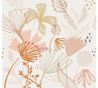 Superfresco Easy Scandi Floral Peach Print To Order Fixed Size Mural | Wallpaper Roll