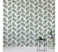 Superfresco Easy Scandi Leaf White & Green Forest Wallpaper