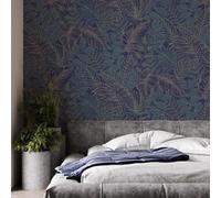 Superfresco Easy Scattered Leaves Floral Blue/Copper Wallpaper | Paste The Wall | White Leaves | Eco-Friendly