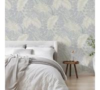 Superfresco Easy Scattered Leaves Floral Duck Egg Blue Wallpaper | Paste The Wall | White Leaves | Eco Friendly
