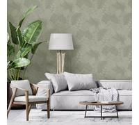 SUPERFRESCO EASY SCATTERED LEAVES SAGE GREEN WALLPAPER, Green