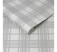 Superfresco Easy Silver Country Tartan Checkered Wallpaper